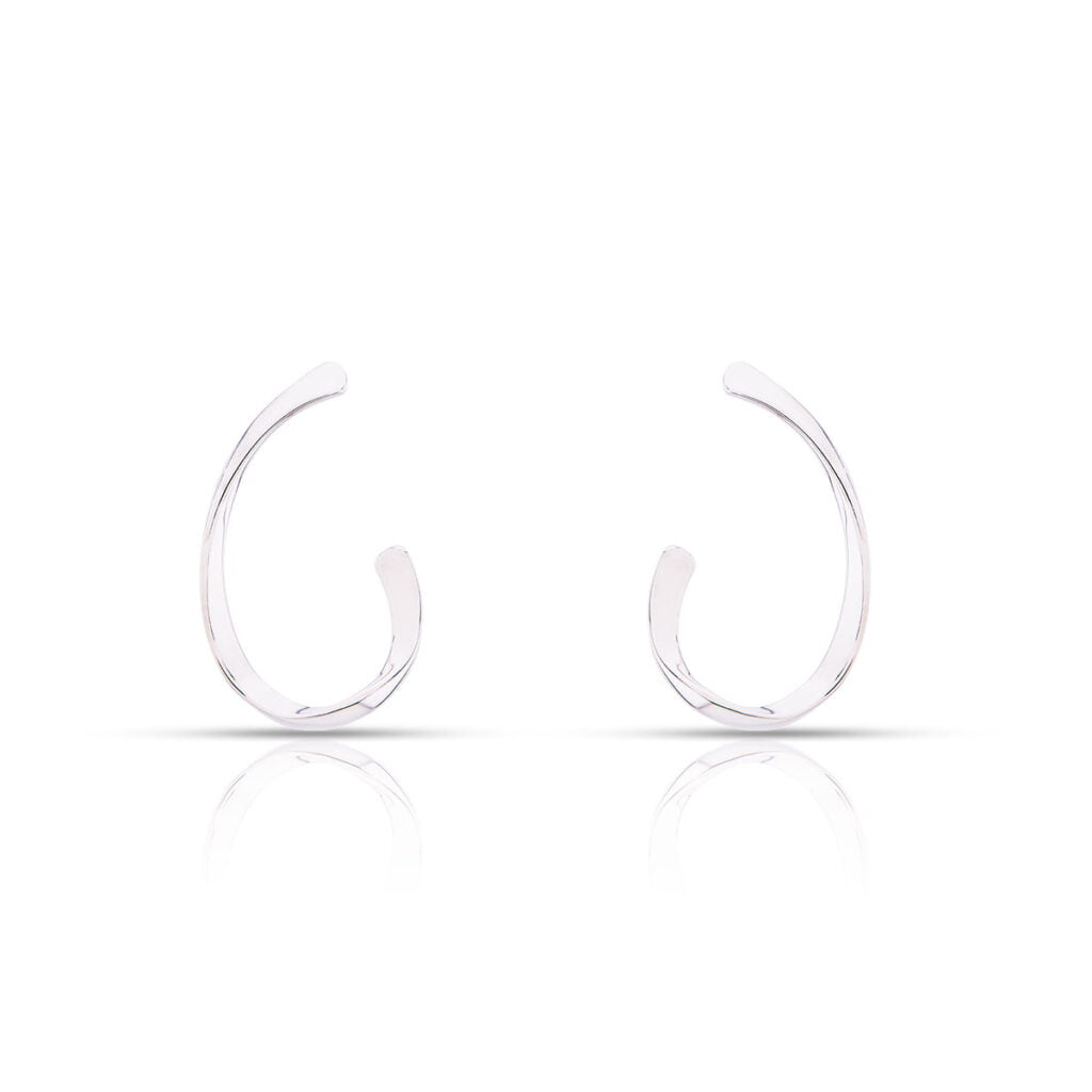 C-shaped hoop earrings boast a sleek and minimalist design